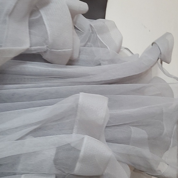 TLC Say Yes To The Prom Dress Juniors Gray Iridescent Stones Ruffly Layers Sz 7 - Picture 6 of 16